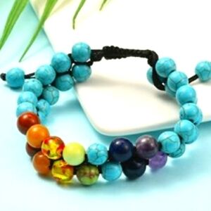 7 Chakra yoga beaded bracelet double strand